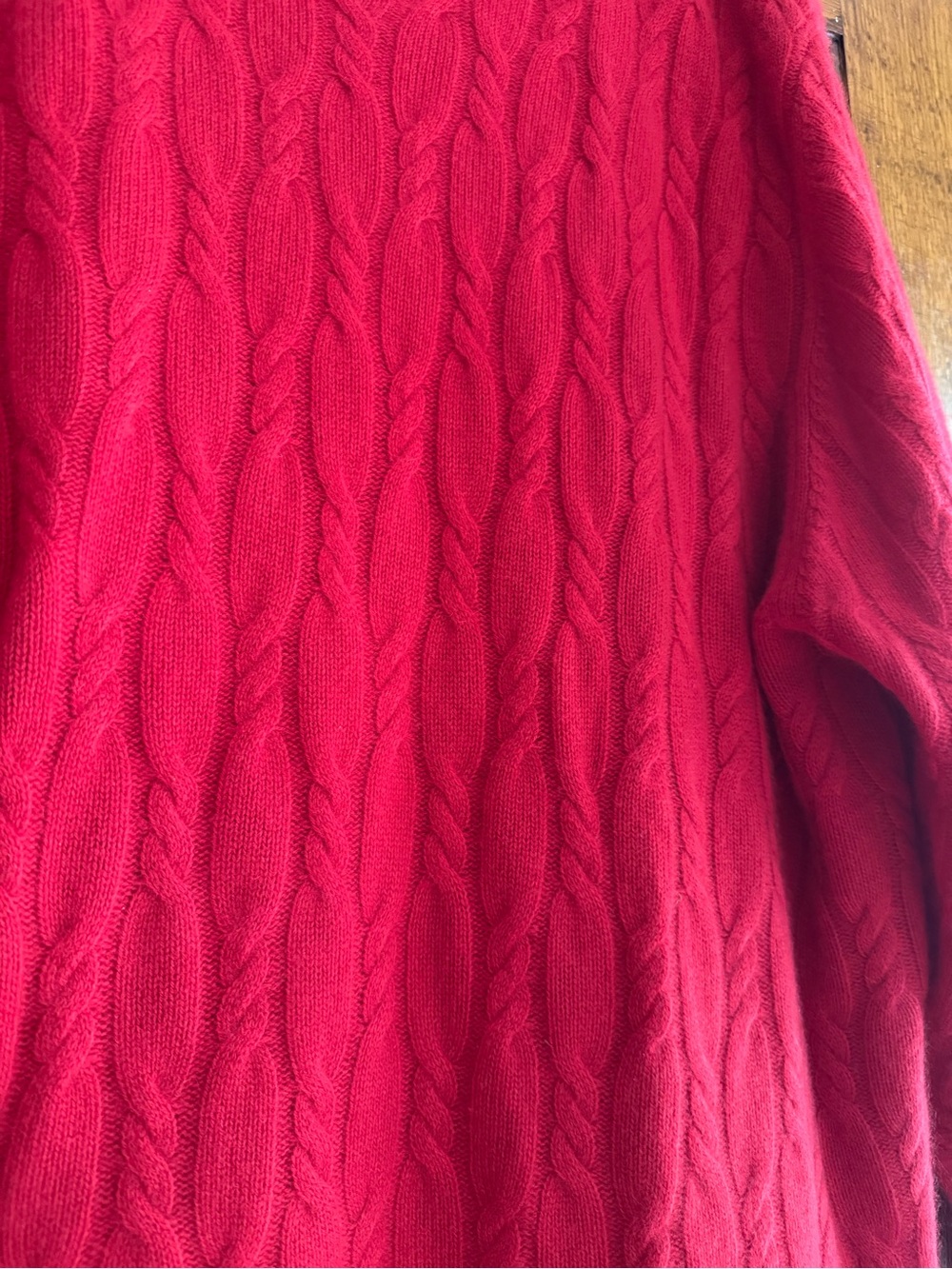 100% Cashmere Cable Knit Round Neck Pullover Sweater Red US 3X Plus Size - Picture 3 of 4
